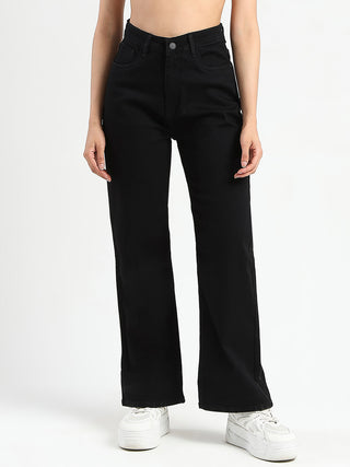 Madame Stone Wash Wide Leg Black Jeans