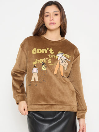 Madame Graphic Print Brown Sweatshirt