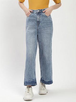 Madame Blue Wide-Leg Cropped Jeans