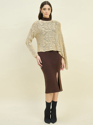 Madame Brown Dress and Cape Knit Co-ord Set