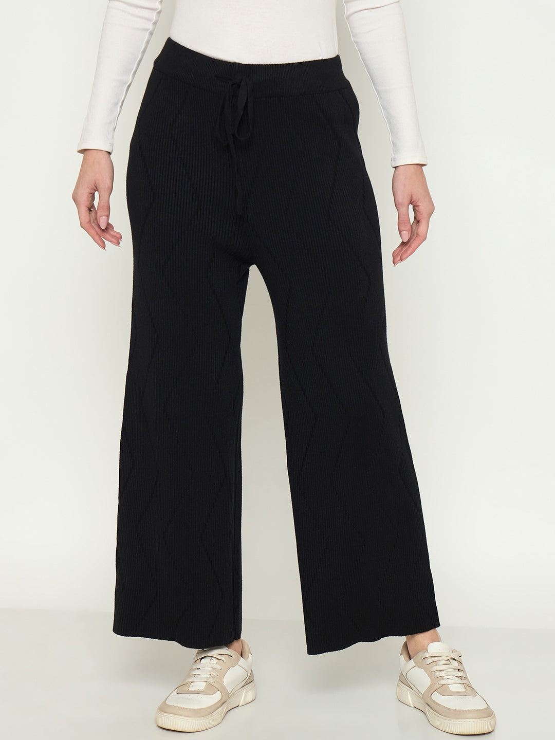 Madame Black Straight Fit Wool Bottoms color swatch