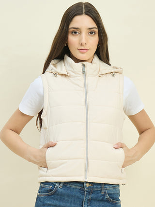 Madame Off White Sleeveless Puffer Jacket