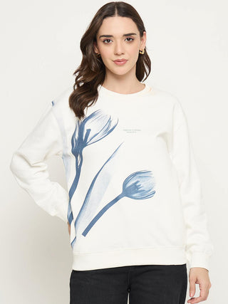 Madame Floral Print White Sweatshirt