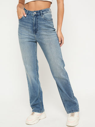 Madame Stone Wash Light Blue Cotton Blend Jeans