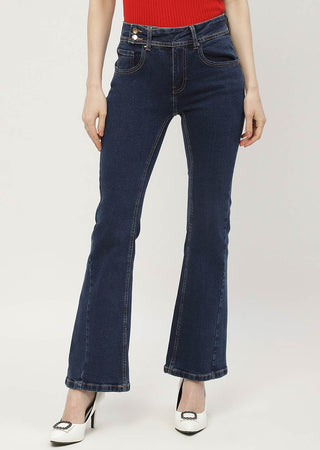 Madame Cut Seam Carbon Blue Flared Jeans