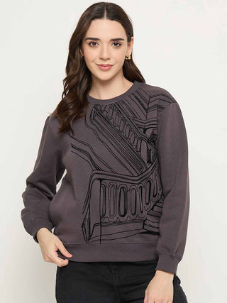 Madame Printed Grey Sweatshirt
