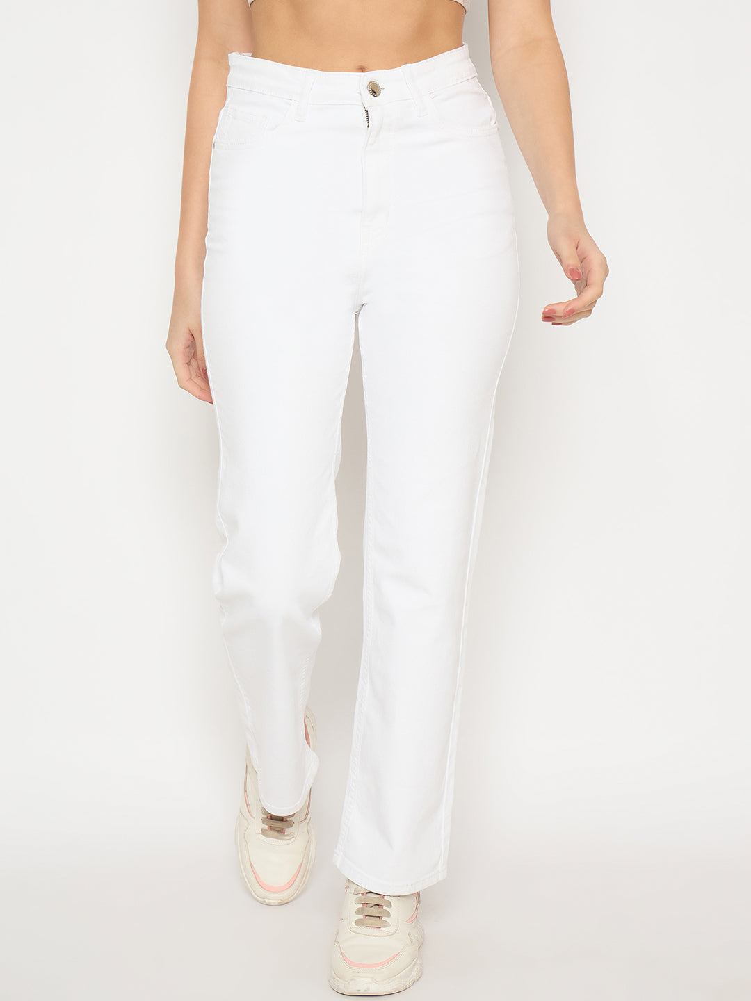 Madame White Straight Fit Denim Jeans color swatch