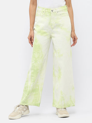 Madame Tie-Dye Green Wide Leg Jeans