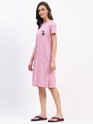 mSECRET Pink Smiley Print Cotton Nightdress