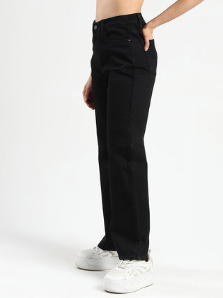 Madame Stone Wash Wide Leg Black Jeans