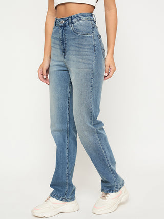 Madame Stone Wash Light Blue Cotton Blend Jeans