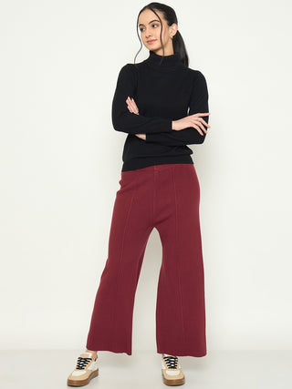 Madame Wine Colour Wide Leg Bottoms