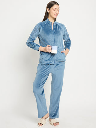 mSECRET Blue Solid Athleisure  Sweatshirt