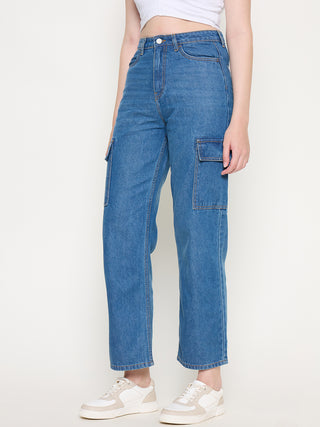 Madame Cotton Straight Fit Mid Blue Denim