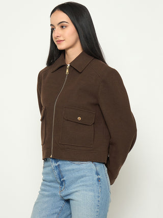 Madame Wrap Style Belted Brown Coat