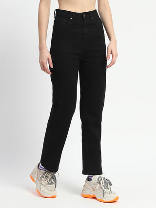 Madame Cotton Blend Straight Fit Black Jeans