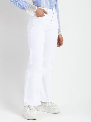 Madame Stone Wash Wide Leg White Jeans