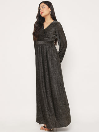 Madame Fit and Flare Golden Maxi Dress