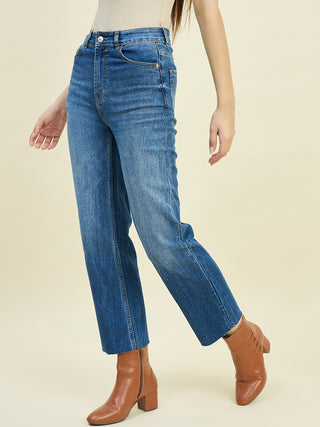 Madame Blue Double Wash Straight Fit Jeans