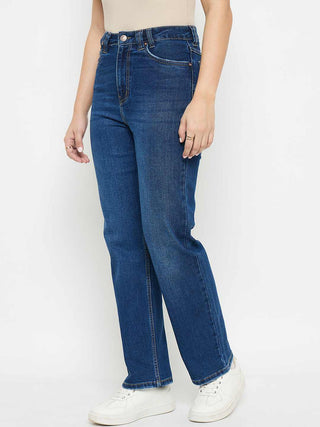 Madame Straight Fit Mid Blue Jeans