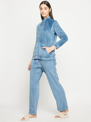 mSECRET Blue Solid Athleisure  Sweatshirt