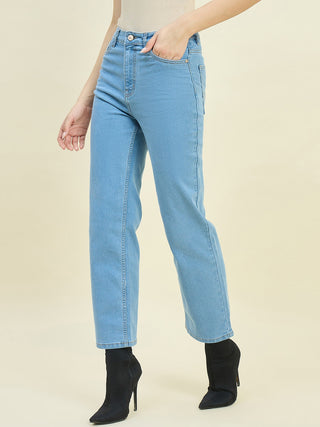 Madame Light Blue Cotton Blend Jeans
