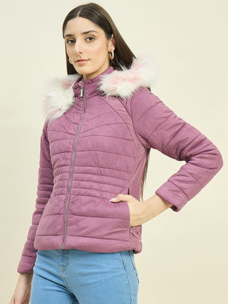 Madame Wine Red Fur Collar Jacket