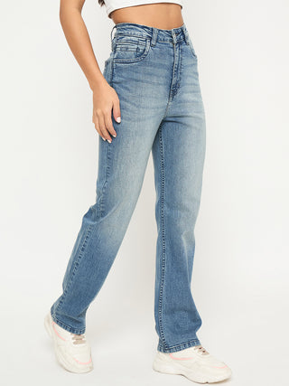Madame Stone Wash Light Blue Cotton Blend Jeans