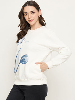 Madame Floral Print White Sweatshirt