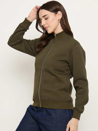 Madame High Neck Olive Sweatshirt