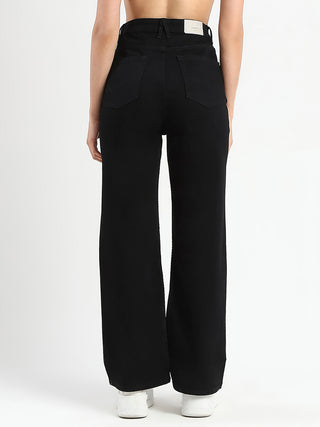 Madame Stone Wash Wide Leg Black Jeans