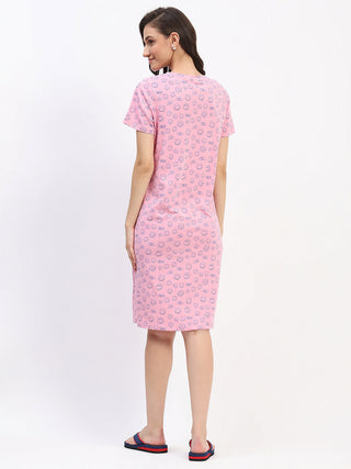 mSECRET Pink Smiley Print Cotton Nightdress