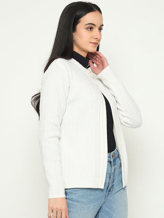 Madame White Single Button Off White Cardigan