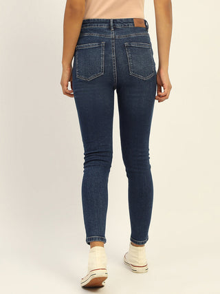 Madame Skinny Fit Raw Hem Cotton Dark Blue Denim