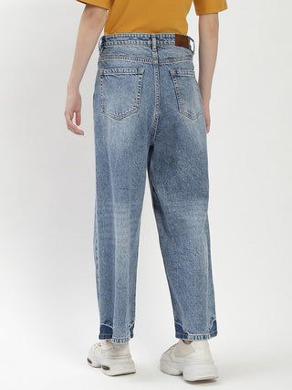 Madame Blue Wide-Leg Cropped Jeans