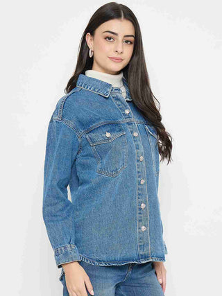 Madame Light Wash Embellished Blue Denim Jacket