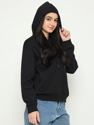 Madame Black Cotton Hooded Sweatshirt