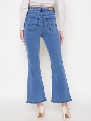 Madame Cotton Blend Flared Fit Mid Blue Jeans