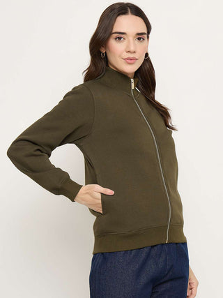 Madame High Neck Olive Sweatshirt