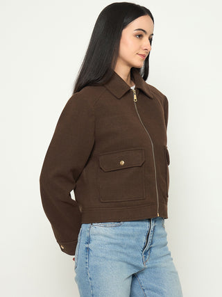 Madame Wrap Style Belted Brown Coat