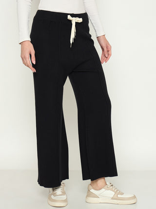 Madame Wide Leg Black Wool Bottoms