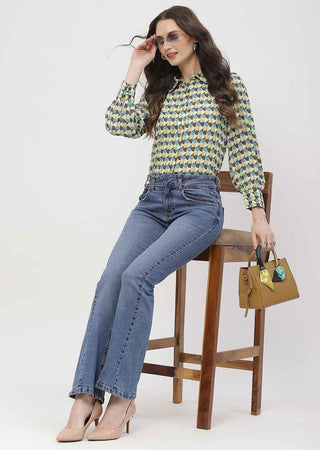 Madame Cut Seam Dark Blue Flared Jeans