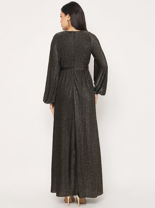 Madame Fit and Flare Golden Maxi Dress