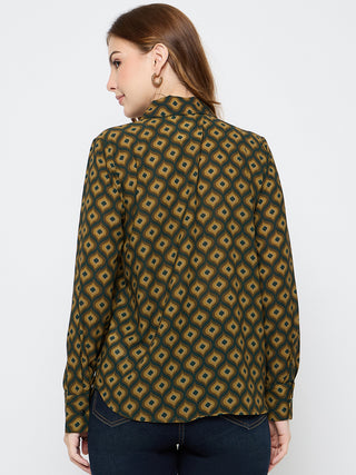 Madame Geometric Print Mustard Yellow Shirt