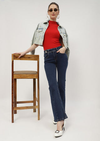 Madame Cut Seam Carbon Blue Flared Jeans