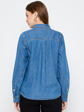 Madame Cotton Mid Blue Denim Shirt