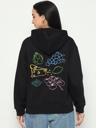 Madame Black Cotton Hooded Sweatshirt