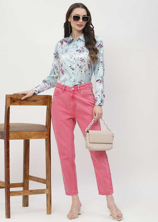 Madame Mid Rise Pink Mom Fit Jeans