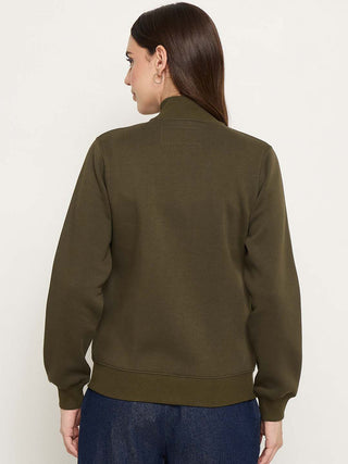 Madame High Neck Olive Sweatshirt