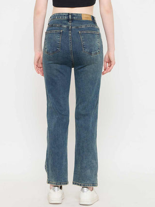 Madame TInted Green Straight Fit Jeans
